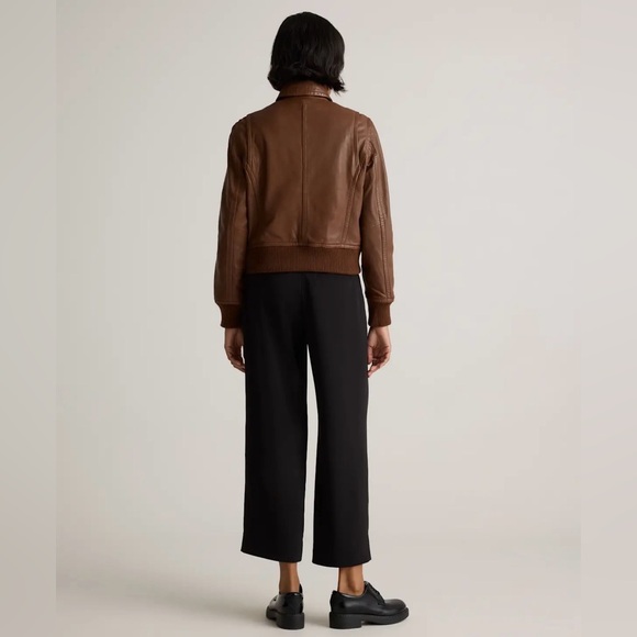 NWT QUINCE 100% Washed Leather Bomber Jacket - Picture 2 of 16